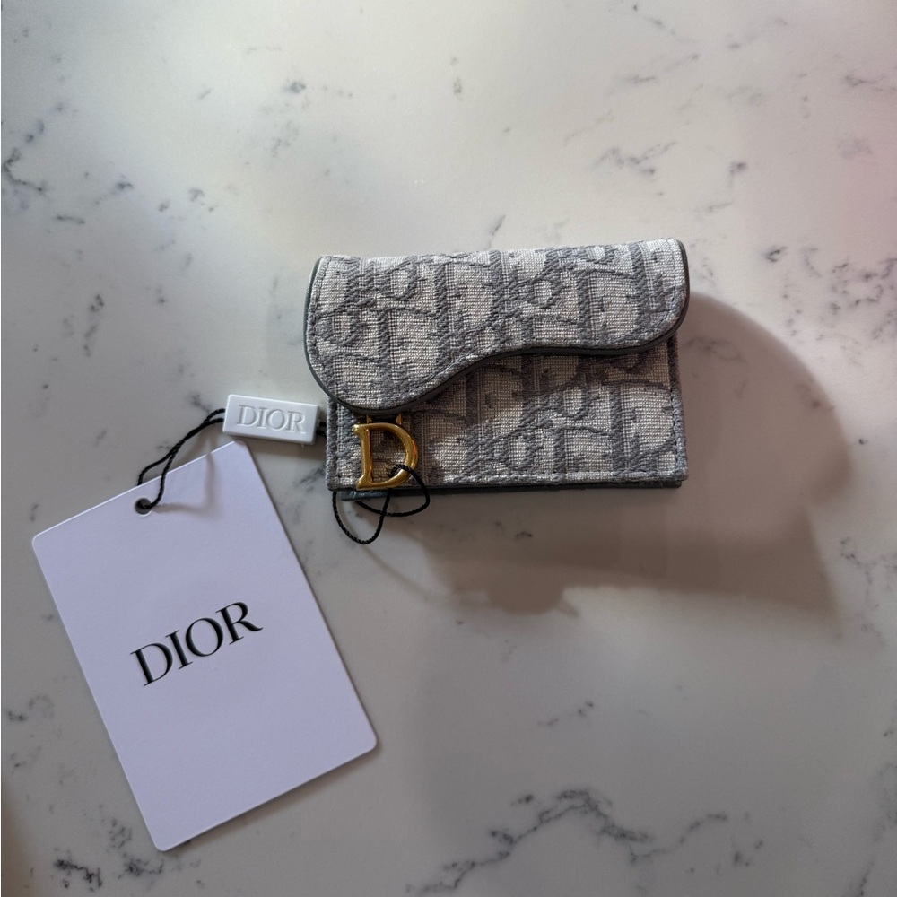 Dior Gray Patterned Card Holder